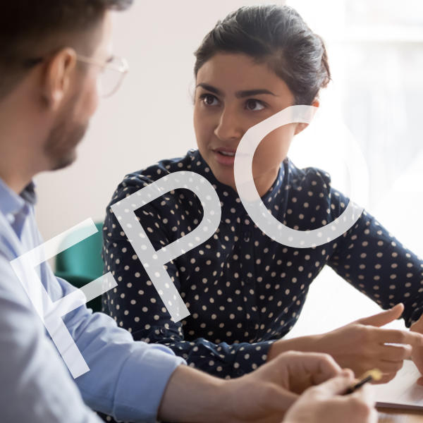 woman discussing with man